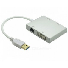 FAST ASIA Adapter-konvertor USB 3.0 na HDMI+VGA+DVI+RJ45