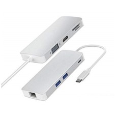 FAST ASIA Adapter-konvertor TIP C na VGA+HDMI+SD/MICRO SD+RJ 45+2xUSB3.0+TIP C