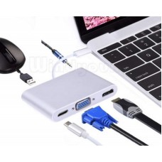 FAST ASIA Adapter-konvertor USB 3.1 TIP C na HDMI VGA AUDIO 3.5mm 3.1 TIP C USB 3.0