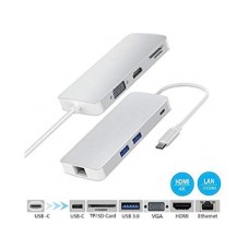 FAST ASIA Adapter-konvertor TIP C na VGA+HDMI+SD/MICRO SD+RJ 45+2xUSB3.0+TIP C