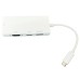 E-GREEN Adapter USB 3.1 tip C (M) - Display Port + HDMI + VGA + DVI (F) beli